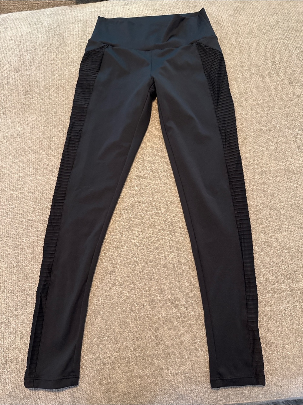 Peony & Me Black High Waisted Leggings Moto Panel Size M Athletic Yog